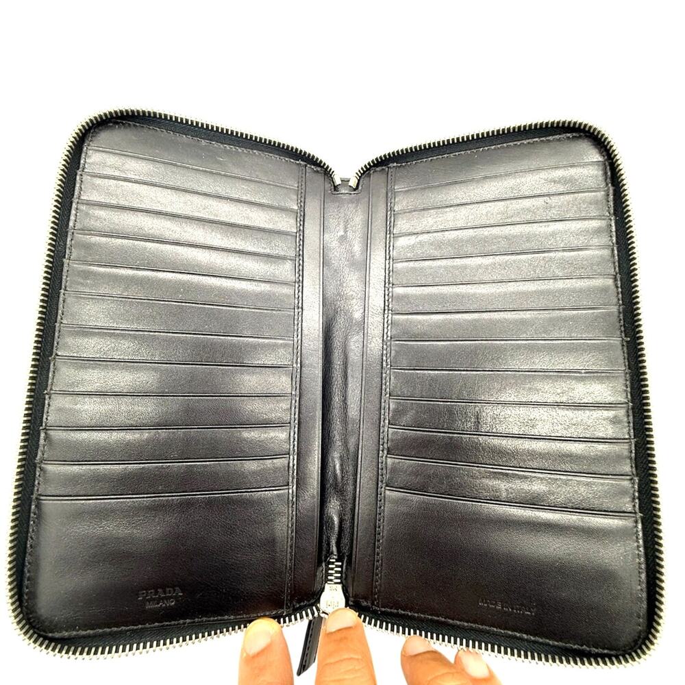 Prada Large Spazzolato Blue & Black Wallet/Clutch Organizer*Limited Edition*EUCC - Picture 6 of 15